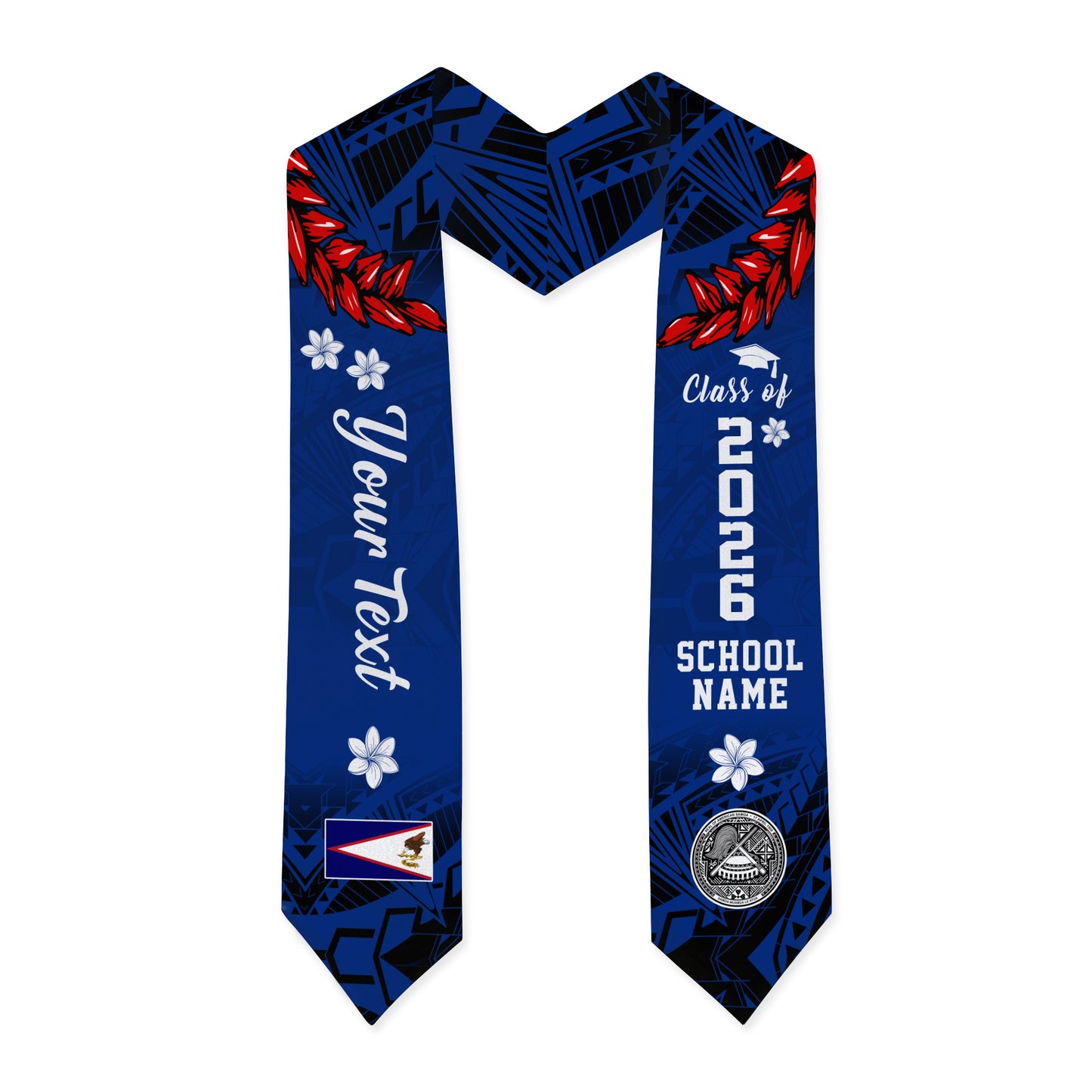 American Samoa Graduation Stole Custom Tribal Coat Of Arms Ula Fala Original Style