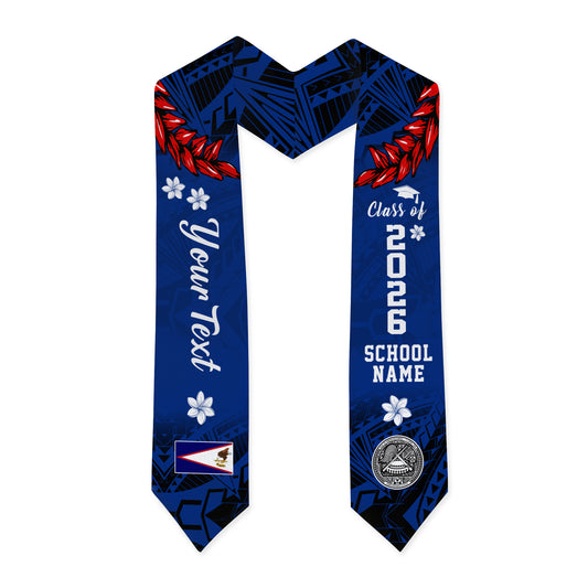 American Samoa Graduation Stole Custom Tribal Coat Of Arms Ula Fala Original Style