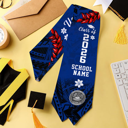 American Samoa Graduation Stole Custom Tribal Coat Of Arms Ula Fala Original Style