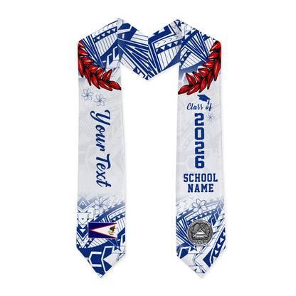 American Samoa Graduation Stole Custom Tribal Coat Of Arms Ula Fala Original Style