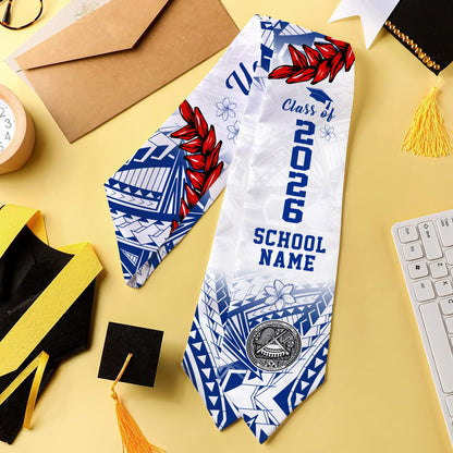 American Samoa Graduation Stole Custom Tribal Coat Of Arms Ula Fala Original Style