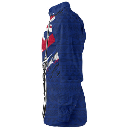 Hawaii Long Sleeve Shirt Tribal Flag King Kamehameha Crack Style