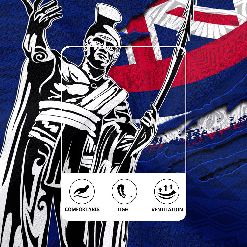 Hawaii Rugby Jersey Tribal Flag King Kamehameha Crack Style