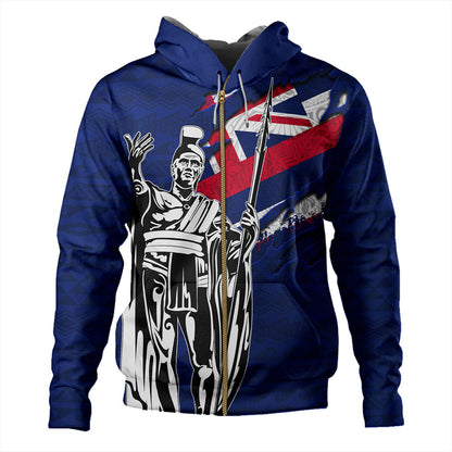 Hawaii Hoodie Tribal Flag King Kamehameha Crack Style