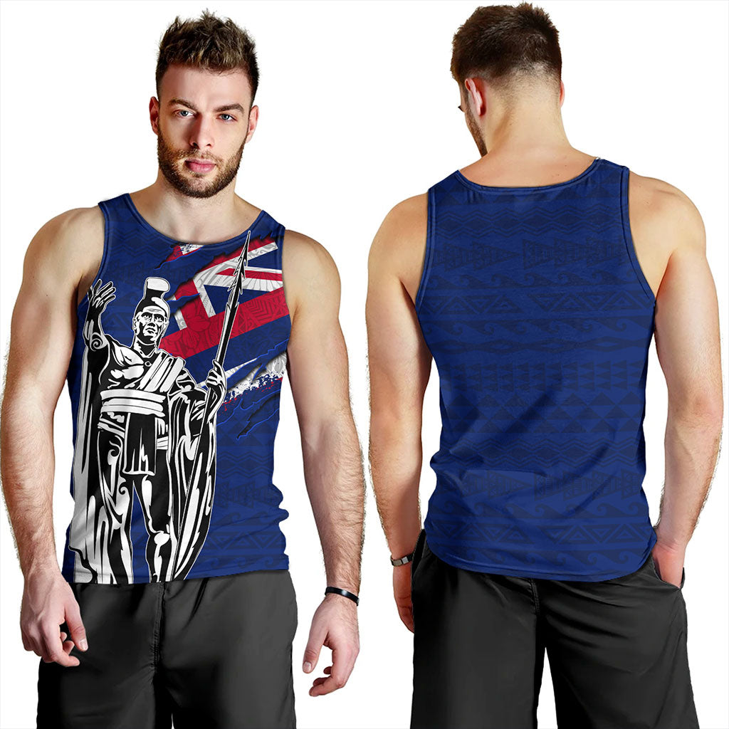 Hawaii Tank Top Tribal Flag King Kamehameha Crack Style