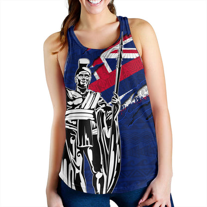 Hawaii Women Tank Tribal Flag King Kamehameha Crack Style