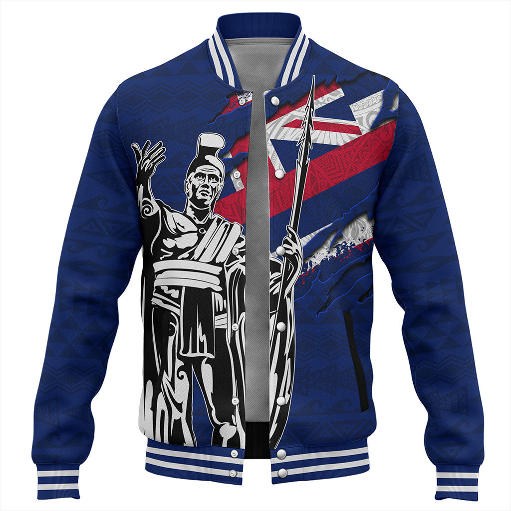 Hawaii Baseball Jacket Tribal Flag King Kamehameha Crack Style