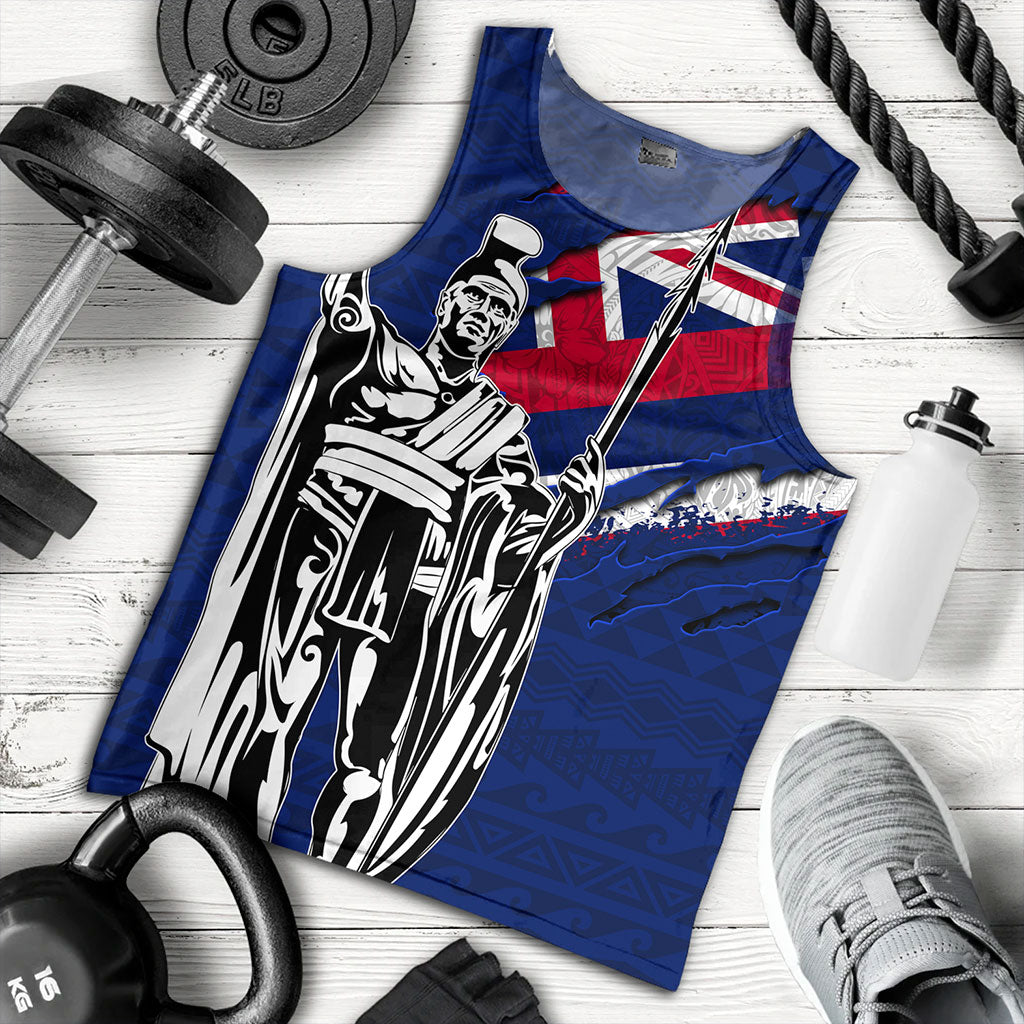 Hawaii Tank Top Tribal Flag King Kamehameha Crack Style