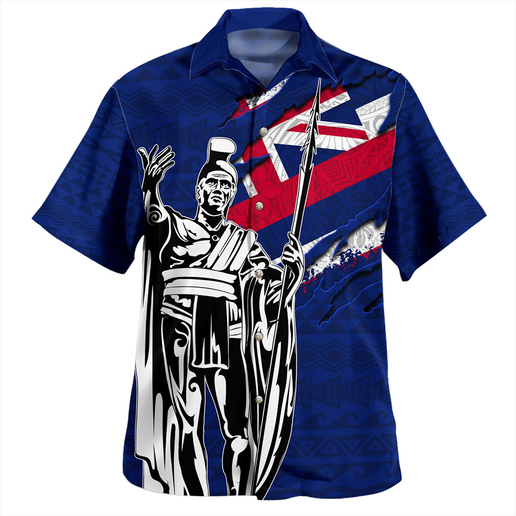 Hawaii Hawaiian Shirt Tribal Flag King Kamehameha Crack Style
