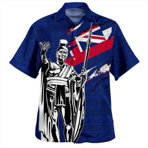 Hawaii Hawaiian Shirt Tribal Flag King Kamehameha Crack Style