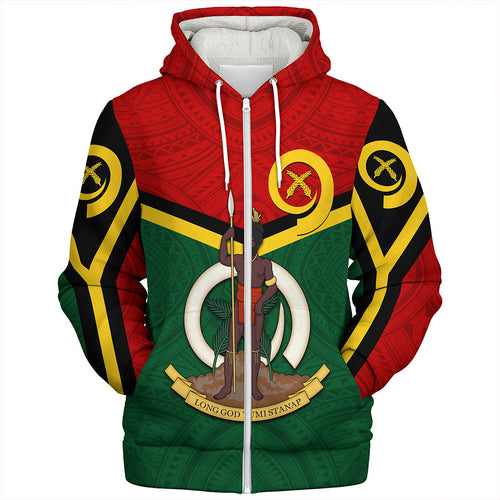 Vanuatu Sherpa Hoodie Tribal Flag Sport Style