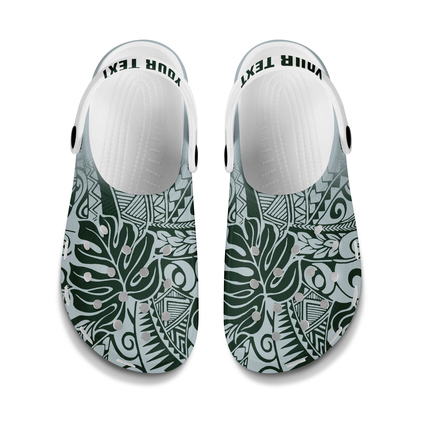 Hawaii Clogs Shoes Custom Text Tribal Pattern Leaf