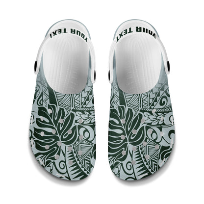 Hawaii Clogs Shoes Custom Text Tribal Pattern Leaf
