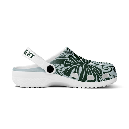Hawaii Clogs Shoes Custom Text Tribal Pattern Leaf