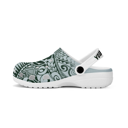 Hawaii Clogs Shoes Custom Text Tribal Pattern Leaf