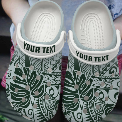 Hawaii Clogs Shoes Custom Text Tribal Pattern Leaf