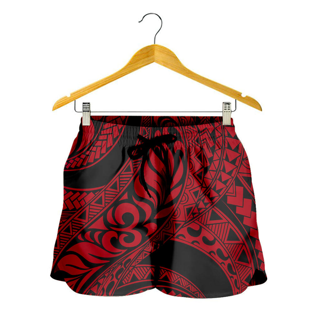 Hawaii Women Shorts Tribal Pattern Polynesian Red