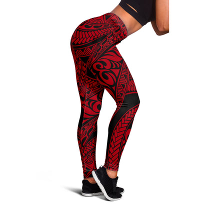 Hawaii Legging Tribal Pattern Polynesian Red