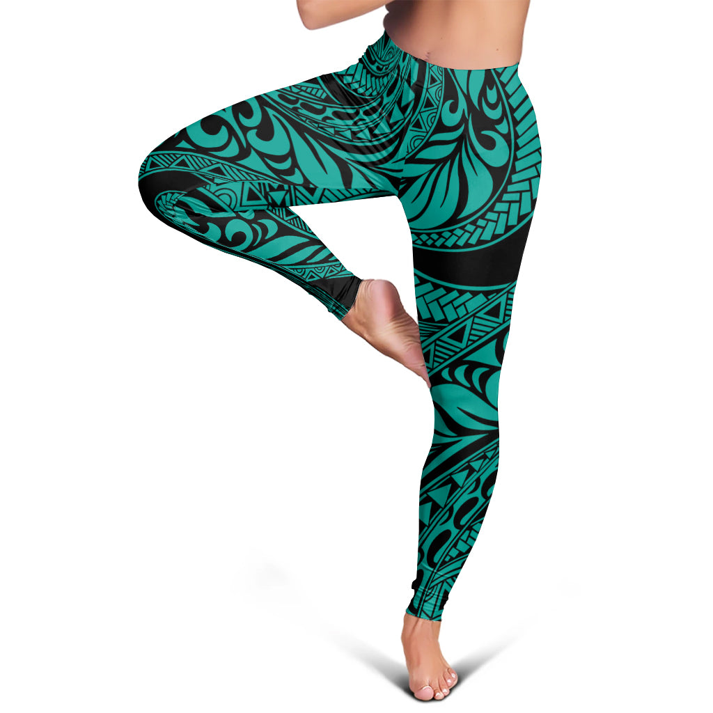 Hawaii Legging Tribal Pattern Polynesian Turquoise