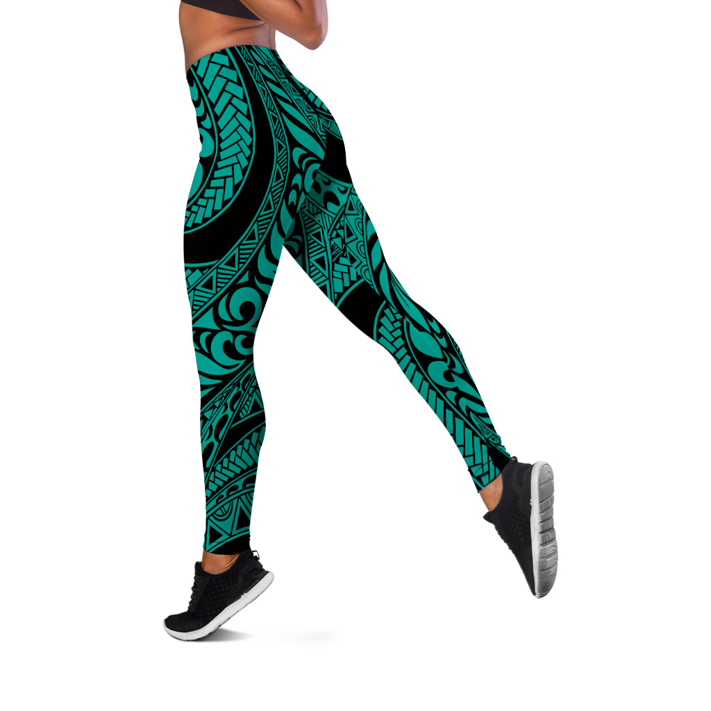 Hawaii Legging Tribal Pattern Polynesian Turquoise