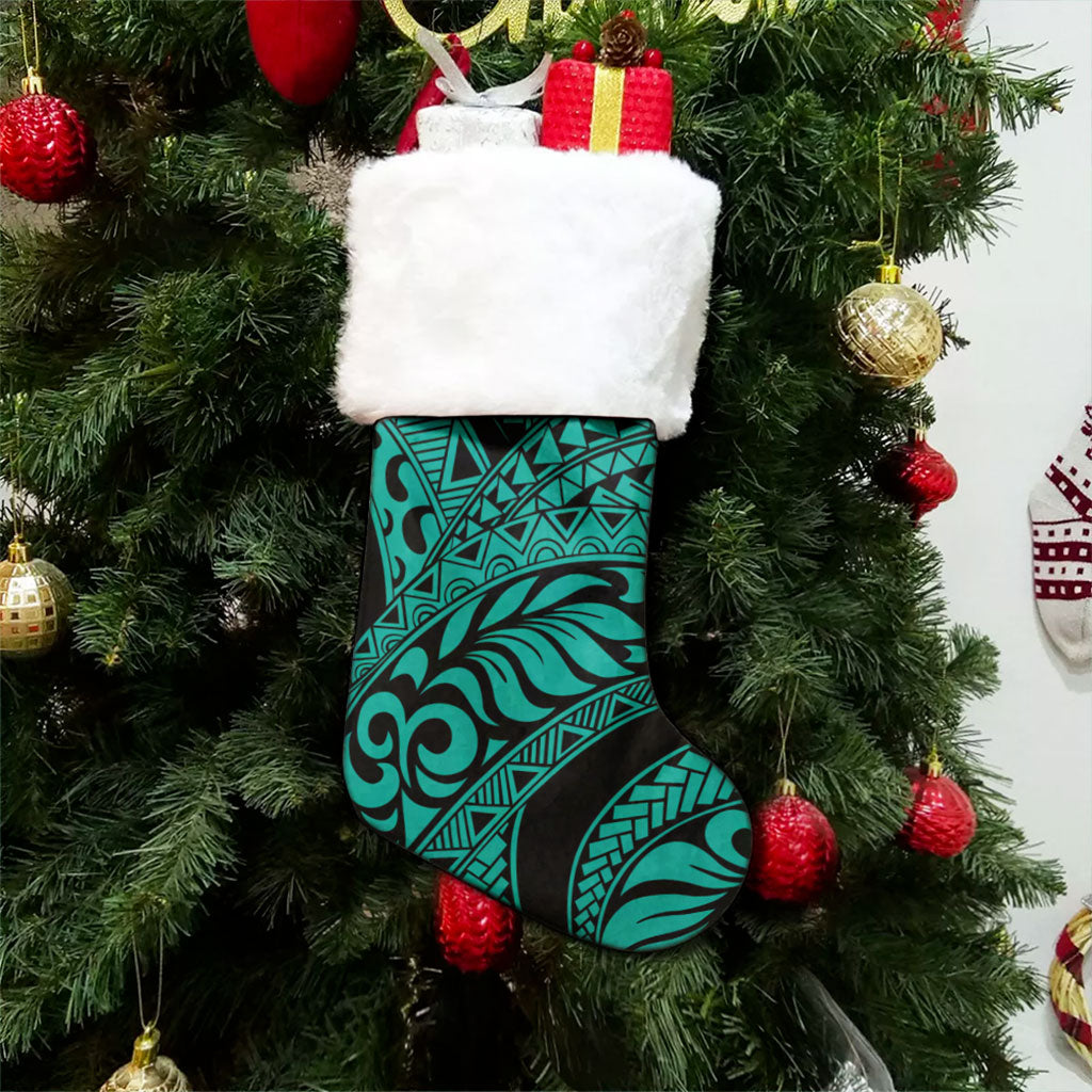 Hawaii Christmas Stocking Tribal Pattern Polynesian Turquoise
