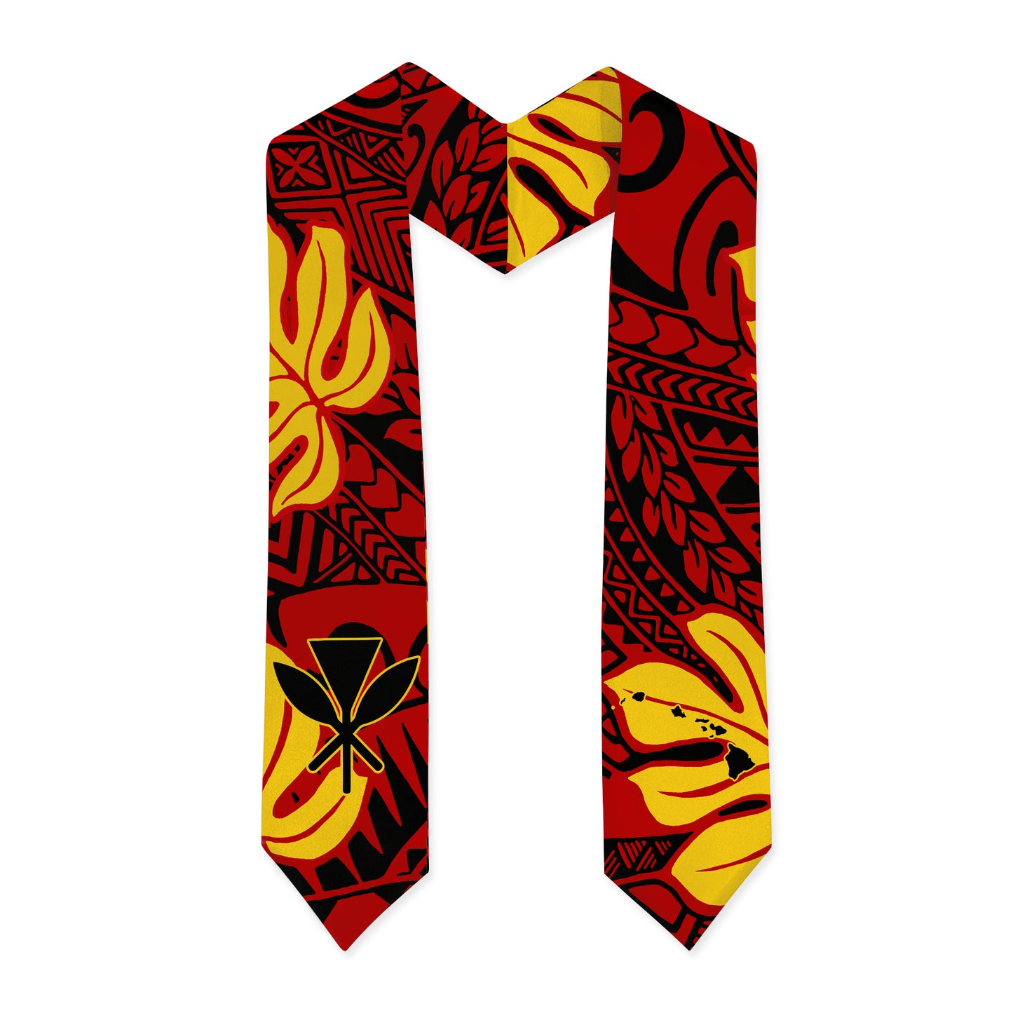 Hawaii Graduation Stole Kanaka Maoli Tribal Polynesia Fabric Leaves