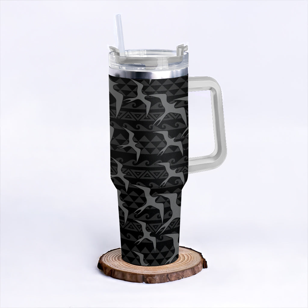 Hawaii 40oz Tumbler Tribal Polynesia Iwa Bird Pattern