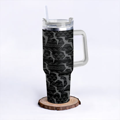 Hawaii 40oz Tumbler Tribal Polynesia Iwa Bird Pattern