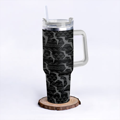 Hawaii 40oz Tumbler Tribal Polynesia Iwa Bird Pattern