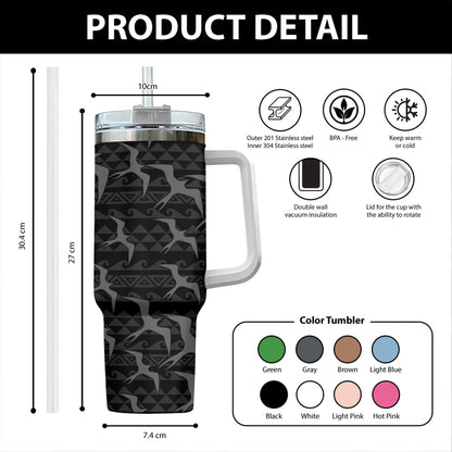 Hawaii 40oz Tumbler Tribal Polynesia Iwa Bird Pattern
