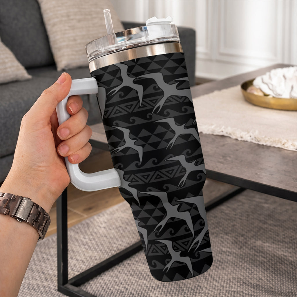 Hawaii 40oz Tumbler Tribal Polynesia Iwa Bird Pattern