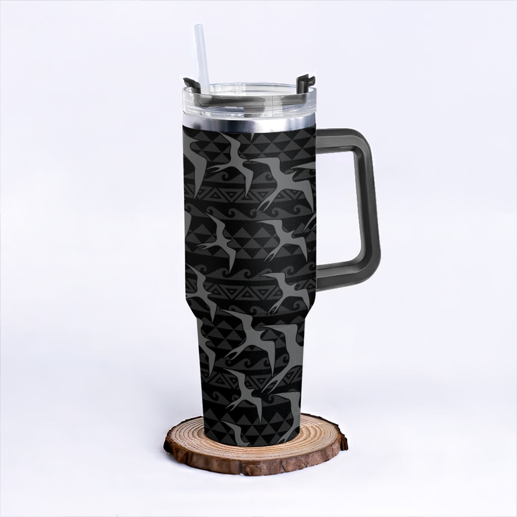 Hawaii 40oz Tumbler Tribal Polynesia Iwa Bird Pattern