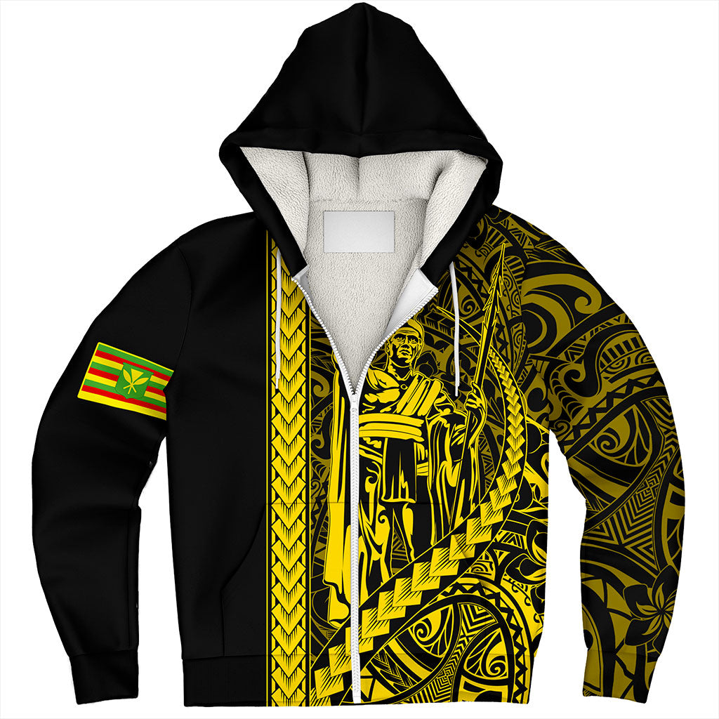 Hawaii Sherpa Hoodie Tribal Polynesian Kanaka Maoli King Kamehameha