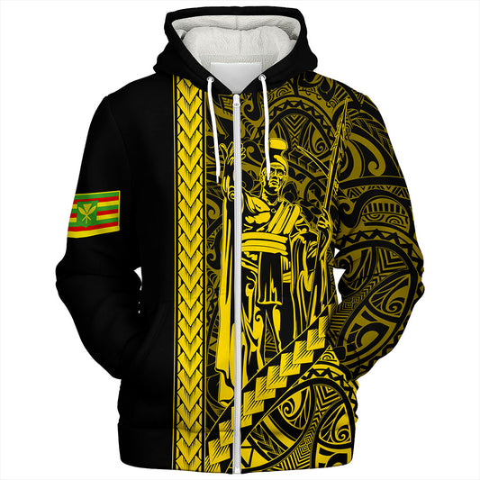 Hawaii Sherpa Hoodie Tribal Polynesian Kanaka Maoli King Kamehameha