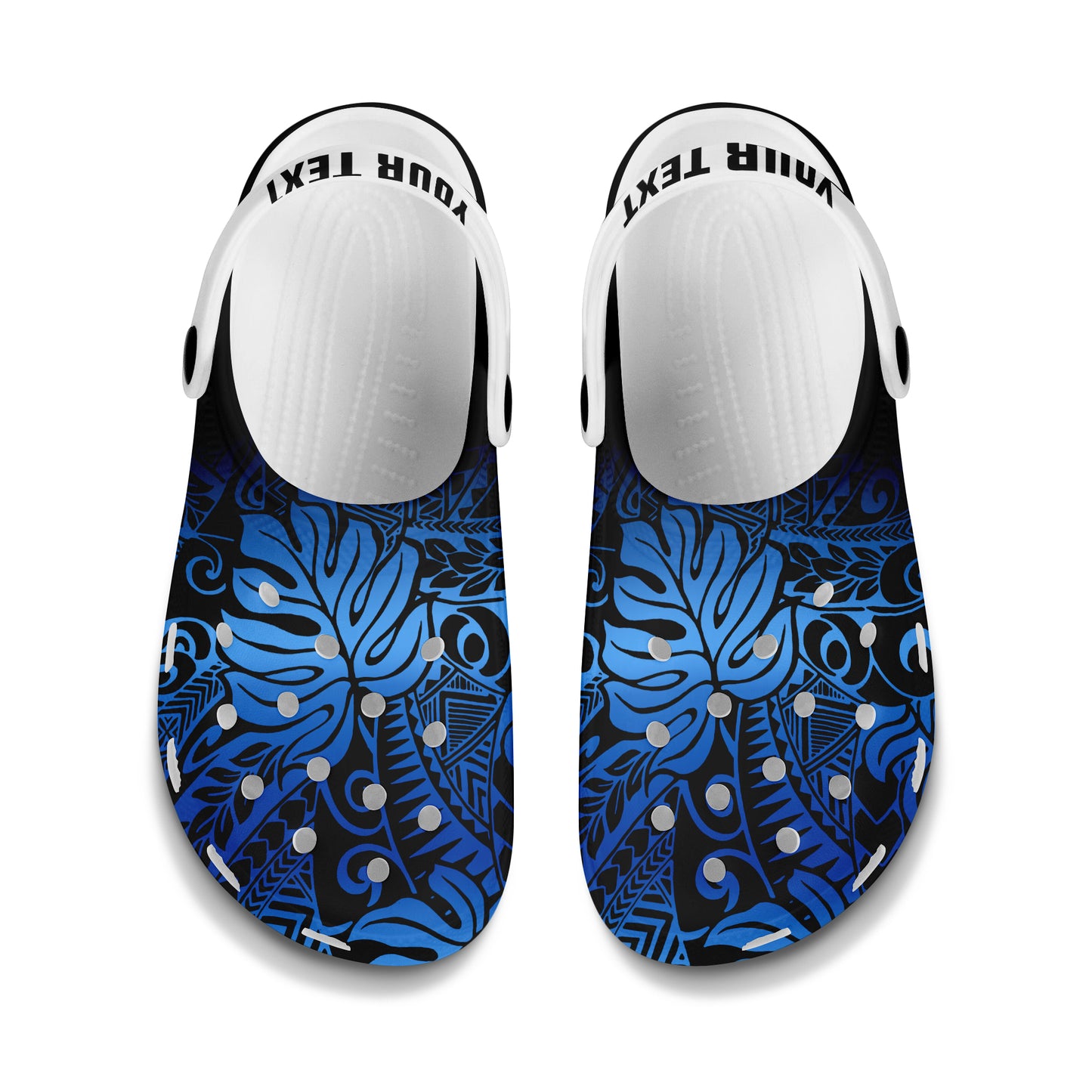 Hawaii Clogs Shoes Custom Text Tribal Polynesian Pattern Leaf