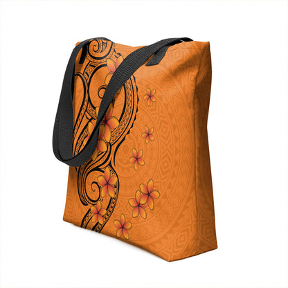 Hawaii Tote Bag Tribal Tattoo Polynesia Plumeria Flower