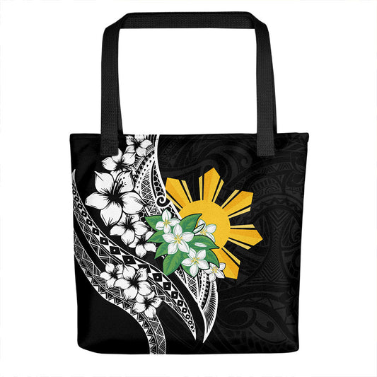 Philippines Filipino Tote Bag Tribal Tattoo With Sampaguita Flower