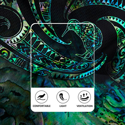New Zealand Rugby Jersey Tribal Wave Papua Shell With Kiwi Bird
