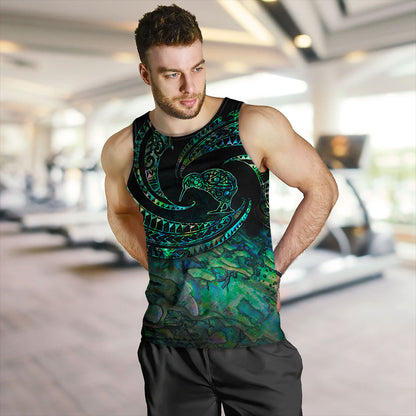 New Zealand Tank Top Tribal Wave Papua Shell With Kiwi Bird