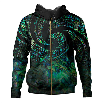 New Zealand Hoodie Tribal Wave Papua Shell With Kiwi Bird