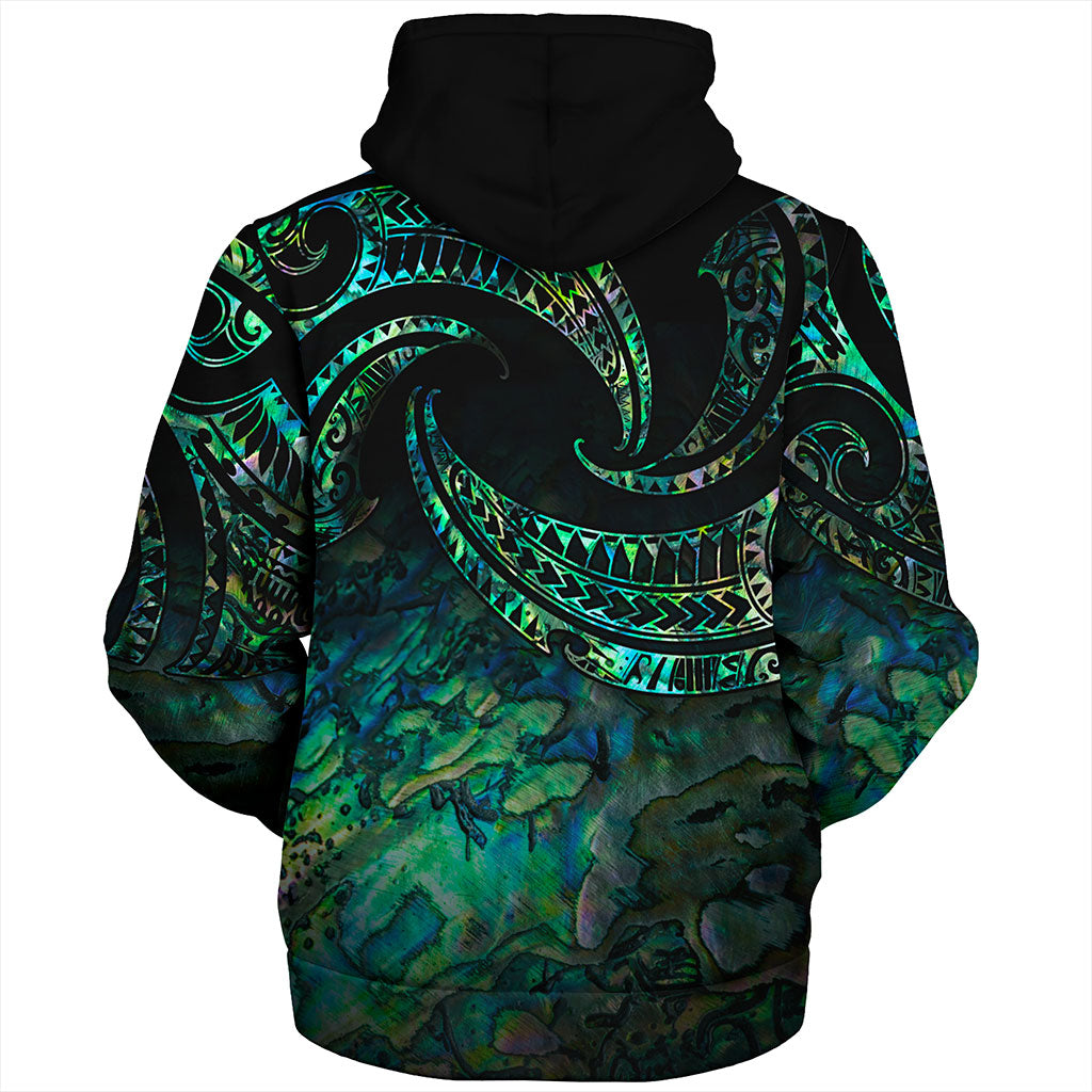 New Zealand Sherpa Hoodie Tribal Wave Papua Shell With Kiwi Bird
