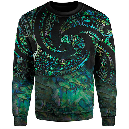 New Zealand Sweatshirt Tribal Wave Papua Shell With Kiwi Bird