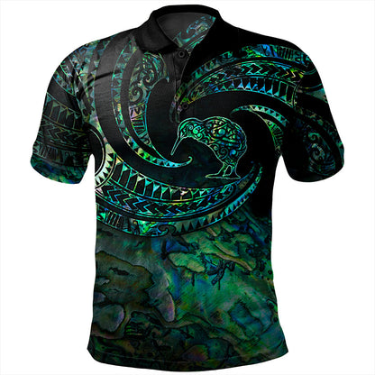 New Zealand Polo Shirt Tribal Wave Papua Shell With Kiwi Bird