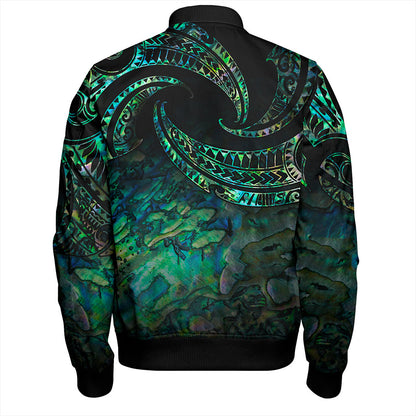 New Zealand Bomber Jacket Tribal Wave Papua Shell With Silver Fern
