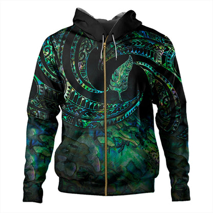 New Zealand Hoodie Tribal Wave Papua Shell With Silver Fern