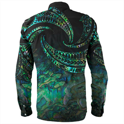 New Zealand Long Sleeve Shirt Tribal Wave Papua Shell With Silver Fern