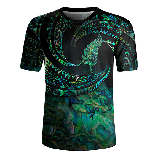 New Zealand Rugby Jersey Tribal Wave Papua Shell With Silver Fern