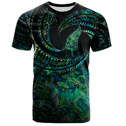New Zealand T-Shirt Tribal Wave Papua Shell With Silver Fern