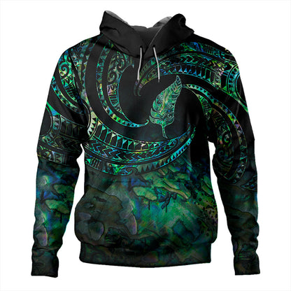 New Zealand Hoodie Tribal Wave Papua Shell With Silver Fern