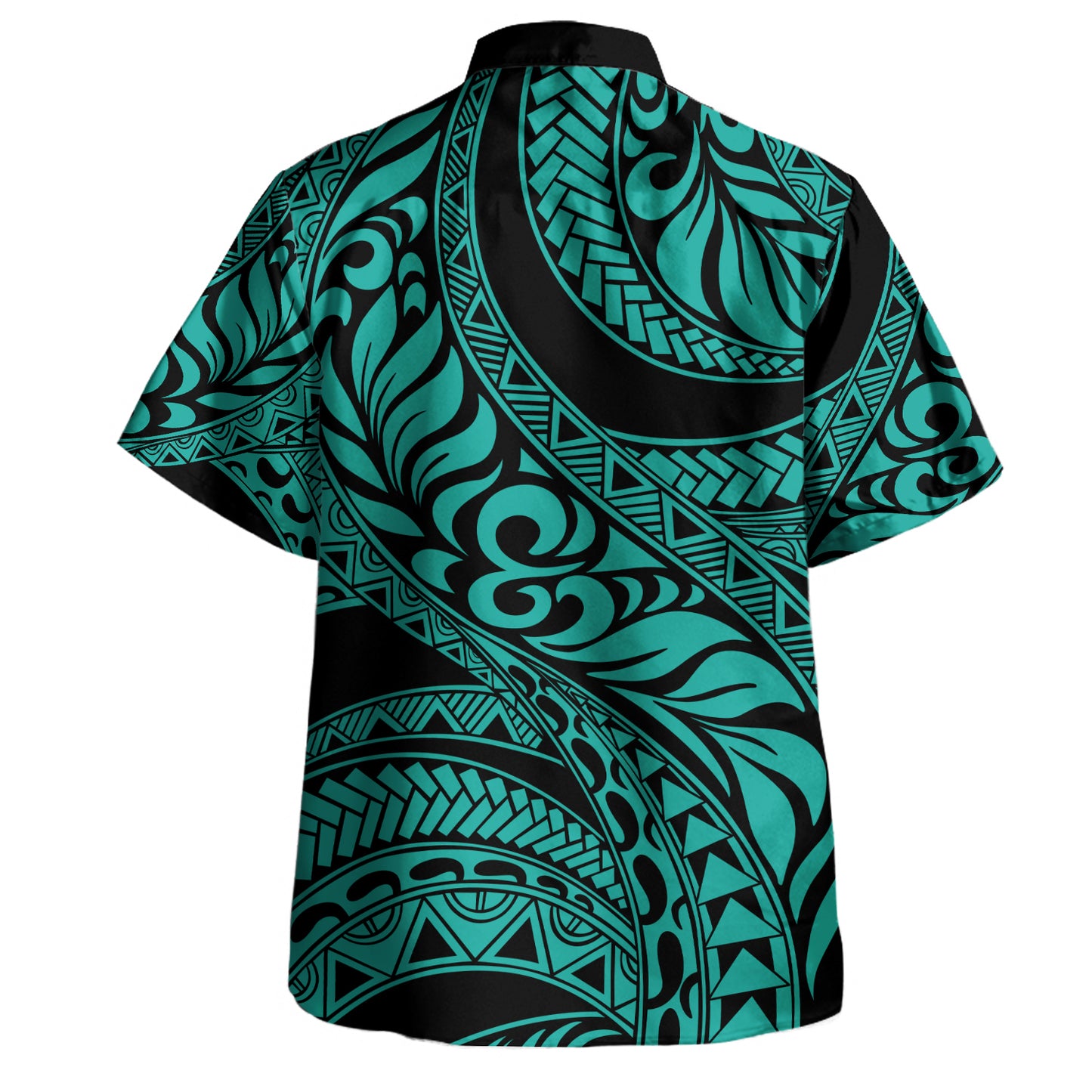 Hawaii Combo Short Sleeve Dress And Shirt Tribal Pattern Polynesian Turquoise